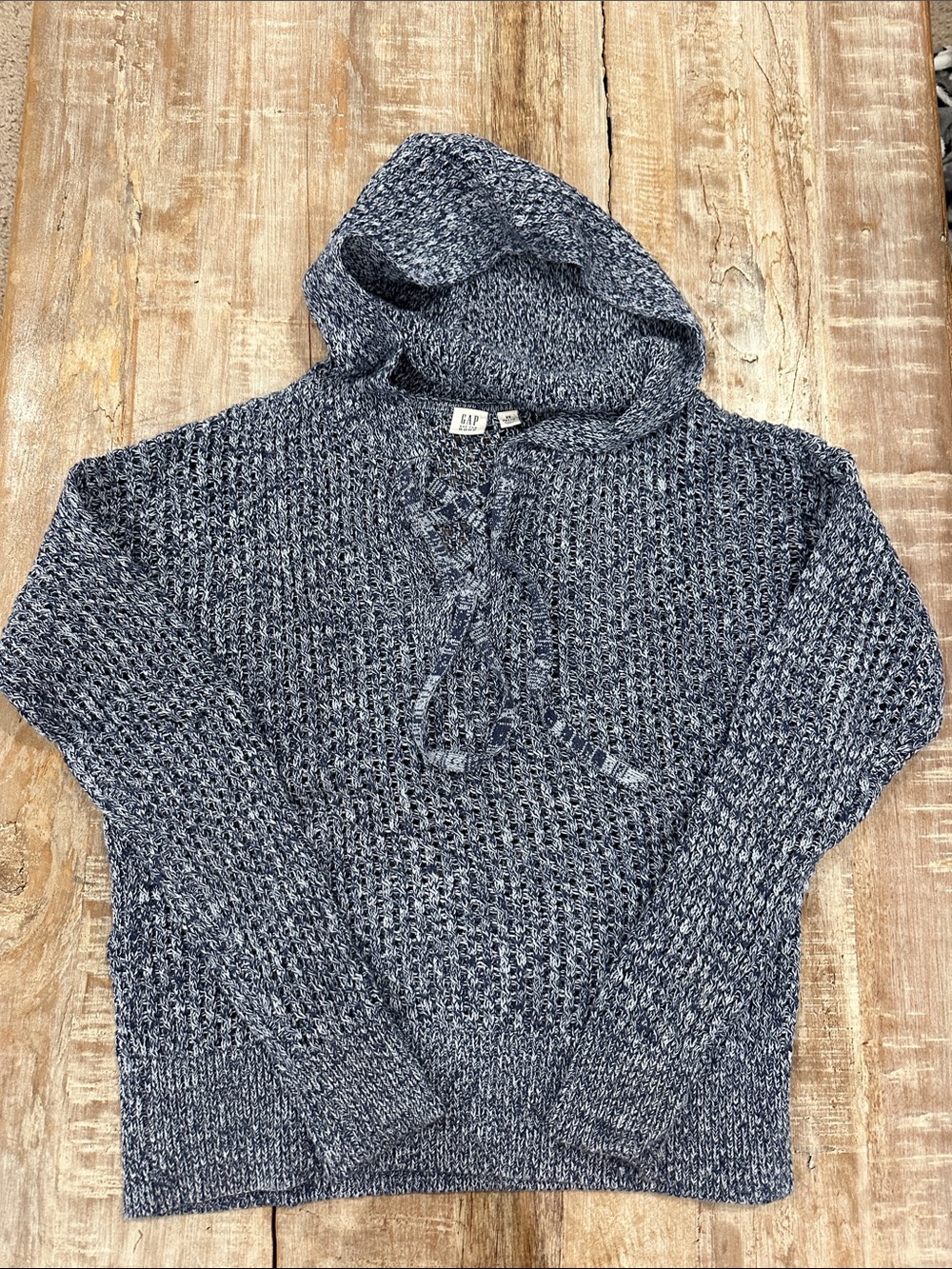 GAP Womens Crewneck Hoodie Sweater in Heather Navy Mix